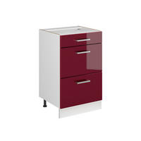 DULAP DE BAZĂ DE BUCĂTĂRIE R-Line, Roșu lucios ridicat/Alb, 50 cm fără blat de lucru - alb/roșu, compozit lemnos (50/81.6/46cm) - Vicco