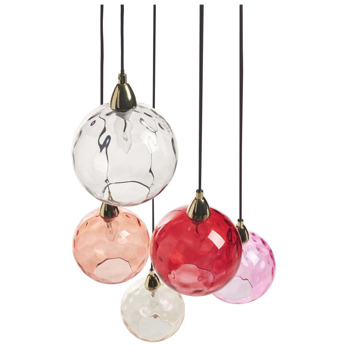 HÄNGELEUCHTE Rot Pabellon - Pink/Transparent, Glas (30/44/122cm) - Beliani