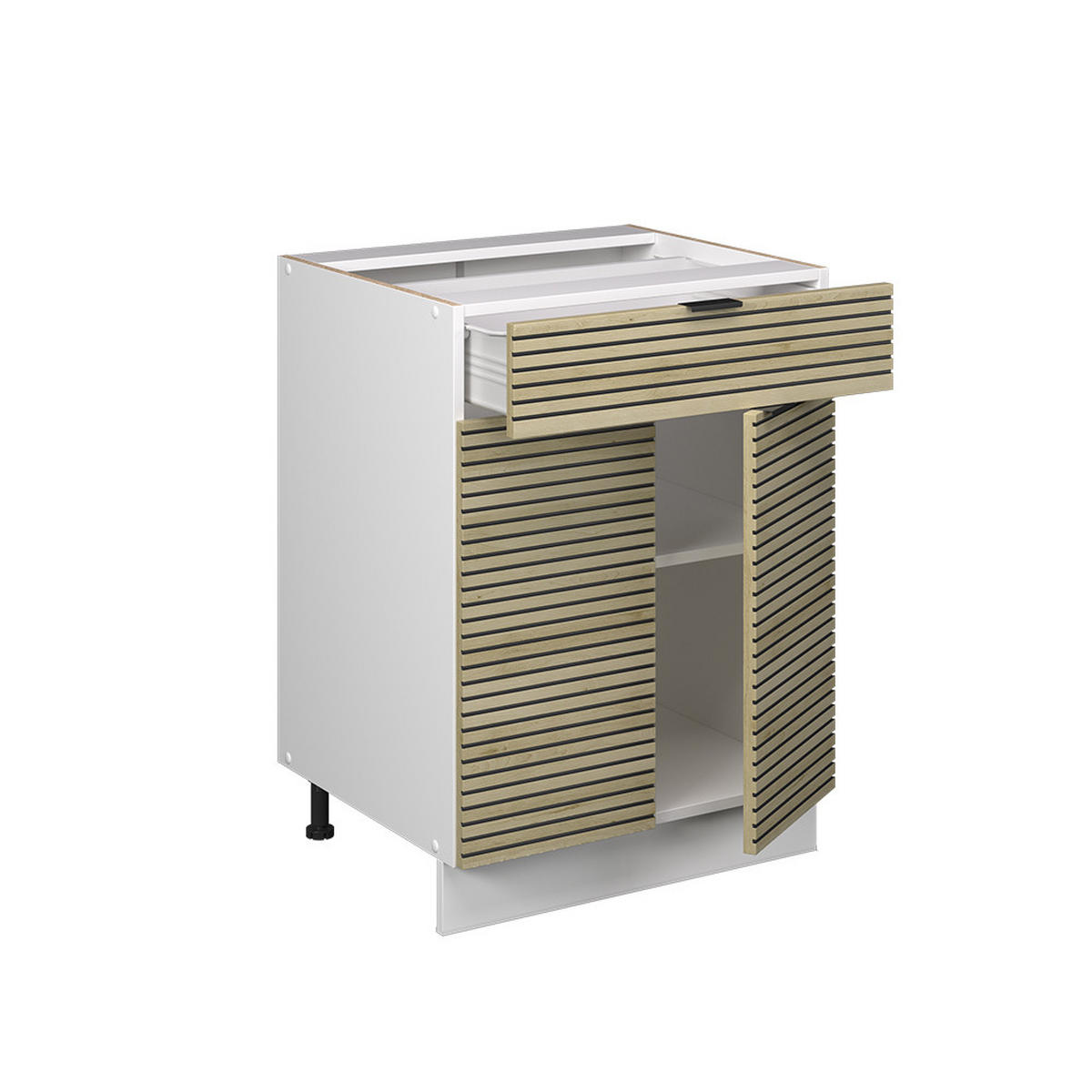 KÜCHENUNTERSCHRANK Fame-Line Eiche Paneel 60 cm mit Schublade, AP Anthrazit - Hellbraun/Eichefarben, Holzwerkstoff (60/82/60cm) - Vicco