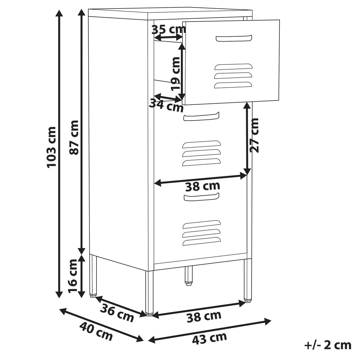 AKTENSCHRANK weiß Wostok - Weiß, Metall (43/103/40cm) - Beliani