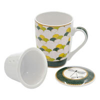 TEEBECHER mit Deckel & Filter MIRABILIA 300 ml "Libellula" - Orange, Keramik (0.36L) - Rose & Tulipani