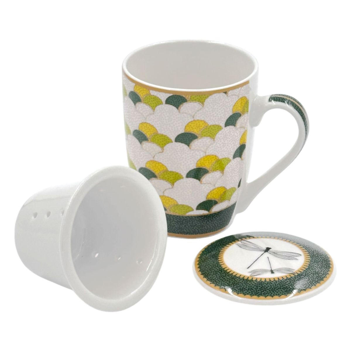 TEEBECHER mit Deckel & Filter MIRABILIA 300 ml "Libellula" - Orange, Keramik (0.36L) - Rose & Tulipani