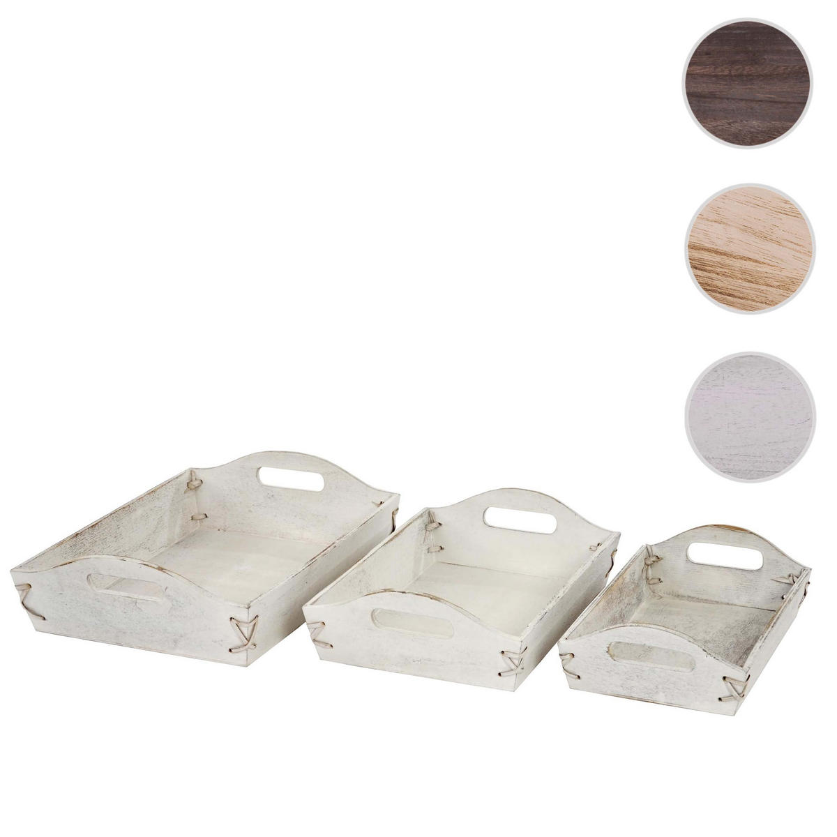 TABLETT SHABBY-LOOK 3ER SET Weiß 3er-Set - Weiß, Holz (36/10/27cm) - MCW