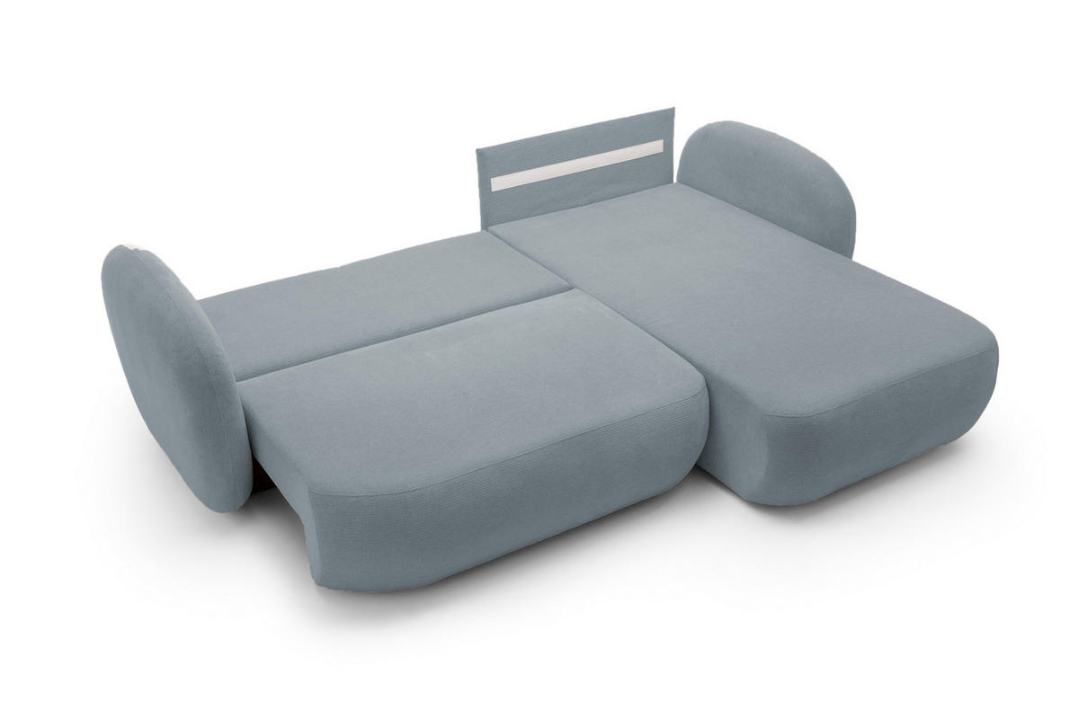 ECKSOFA OLIO L-Form Schlaffunktion mit Bettkasten, lose Rückenkissen, freistehend, RECHTS 248x174 cm Dark grey - Blaugrau, Holz/Textil (248/174cm) - DomoHome
