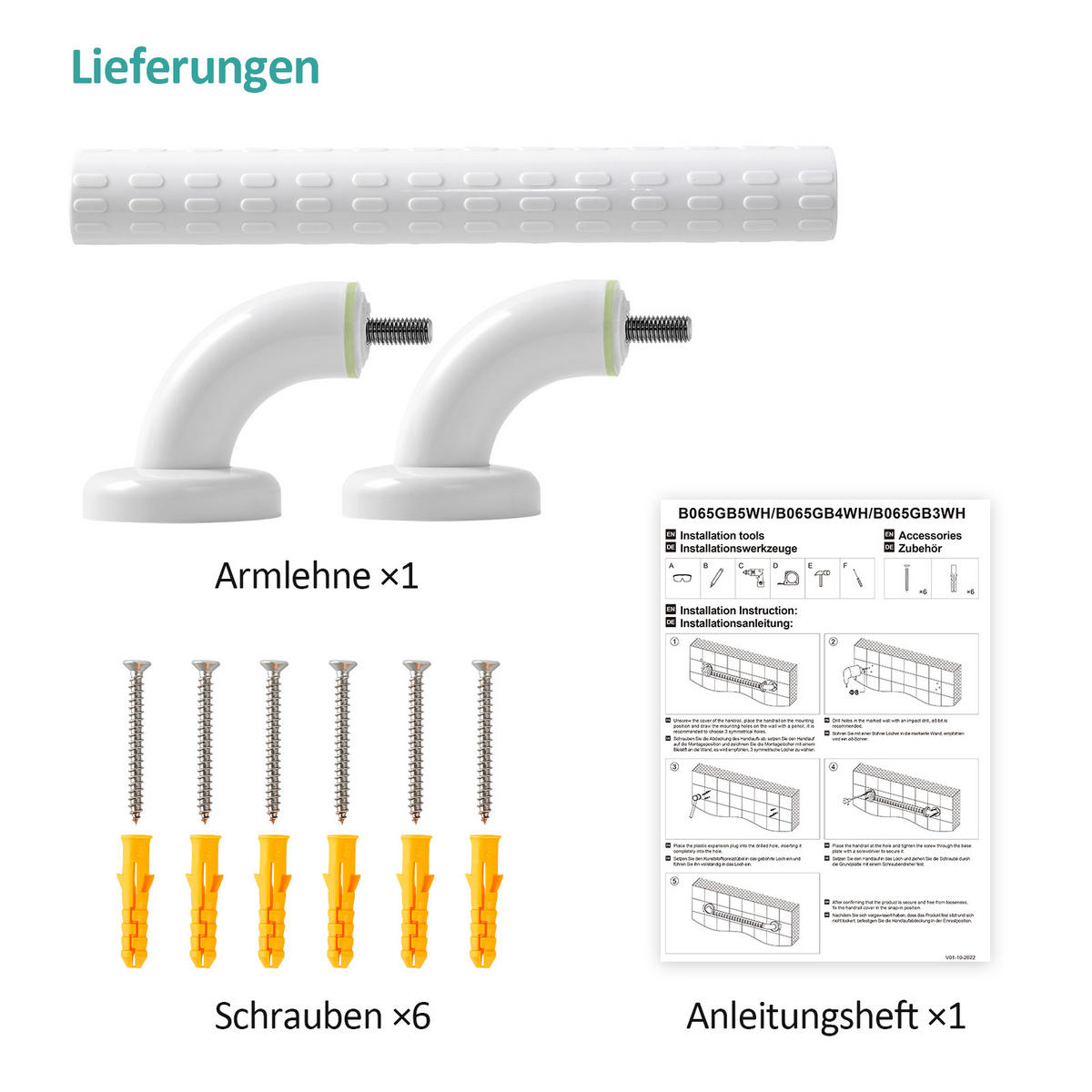 HALTEGRIFF fürs Badezimmer Weiß 37/8,3/7 mm - Weiß, Metall (37/8.3/7cm) - EMKE