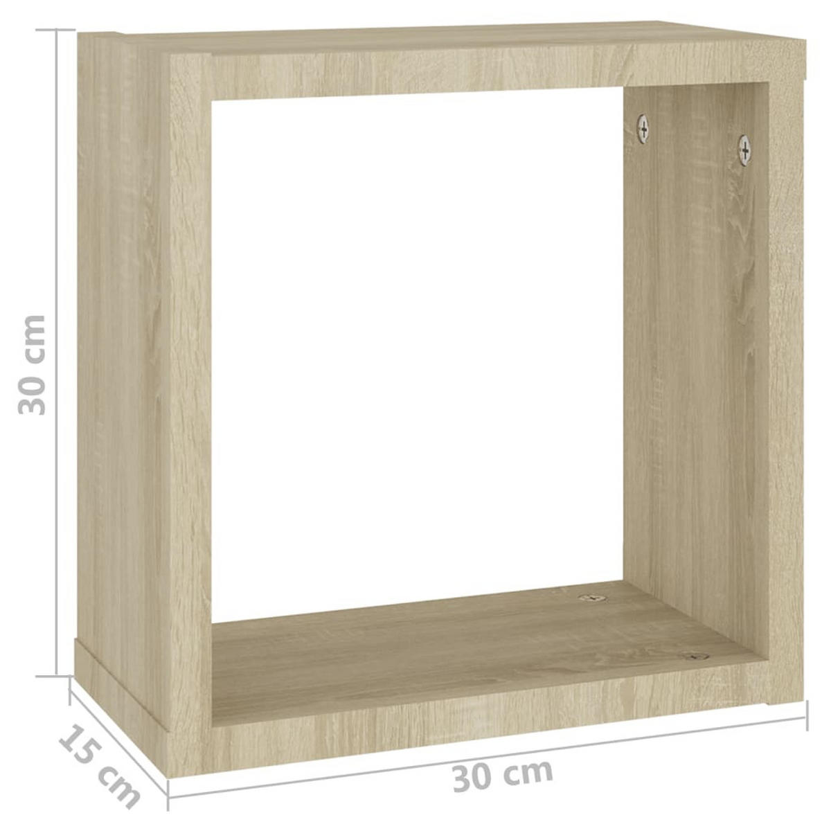 WANDREGALESET 4-tlg. 30/15/30 cm aus Holzwerkstoff Sonoma-Eiche Dekor - Sonoma Eiche, Holz (30/30/15cm) - vidaXL