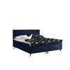 BOXBETT Mit Bettkasten Matratze + Topper BELLA Stoff Riviera Blau 200x200 cm H2-Pocket - Blau, Holz (200/200cm) - Kaiser Möbel