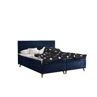 BOXBETT Mit Bettkasten Matratze + Topper BELLA Stoff Riviera Blau 140x200 cm H3-Bonell - Blau, Holz (140/200cm) - Kaiser Möbel
