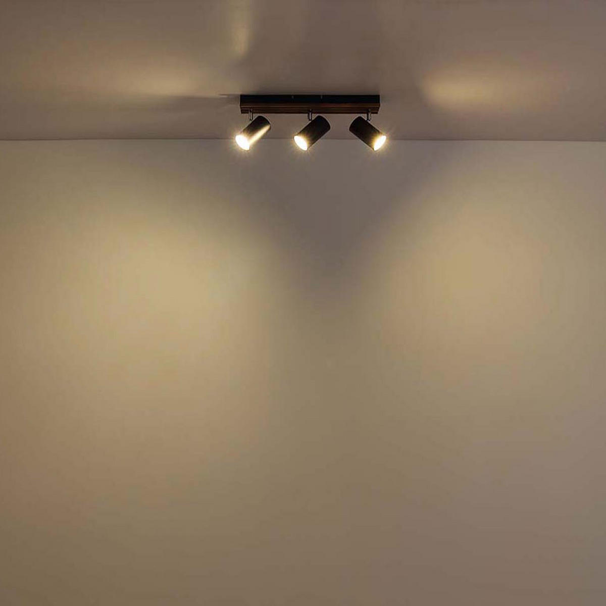 DECKENLEUCHTE Metall Holzoptik Schwarz - Schwarz, Holz (41/8/12.5cm) - Globo Lighting