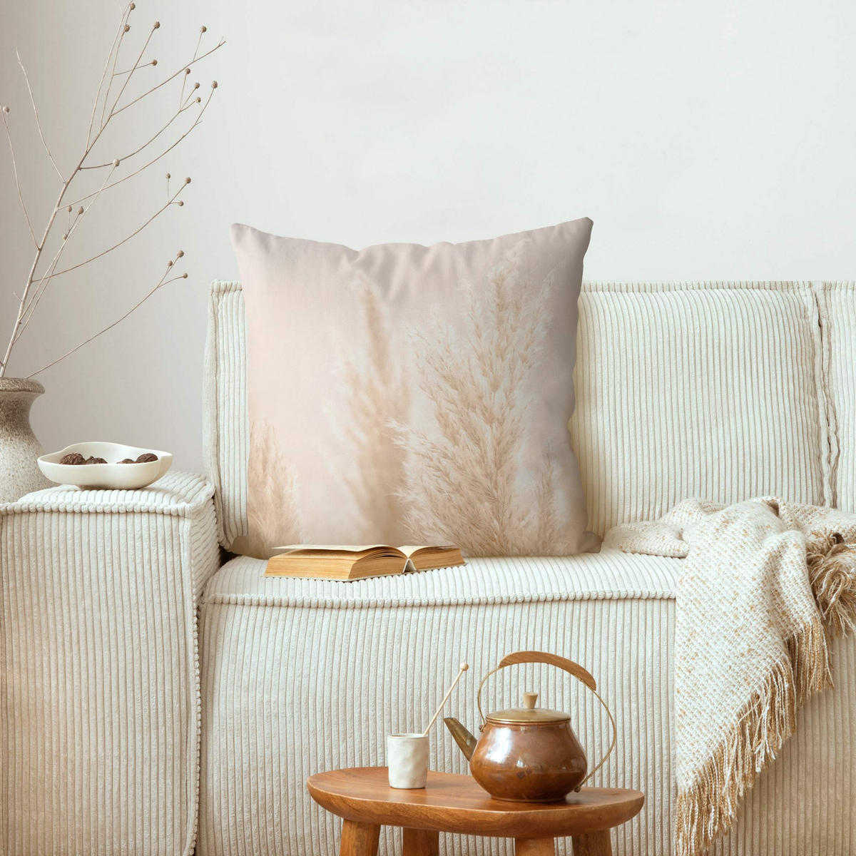 KISSENBEZUG Pampasgras im Sonnenlicht 40/40 cm - Eichefarben, Textil (40/40cm) - Bilderwelten