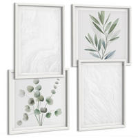 BILDER SET 4er Set - 50x50 cm & 40x60 cm Weißer Rahmen - Marmorstruktur, pastellfarbene Zweige - Weiß, Kunststoff (50/50cm) - TULUP