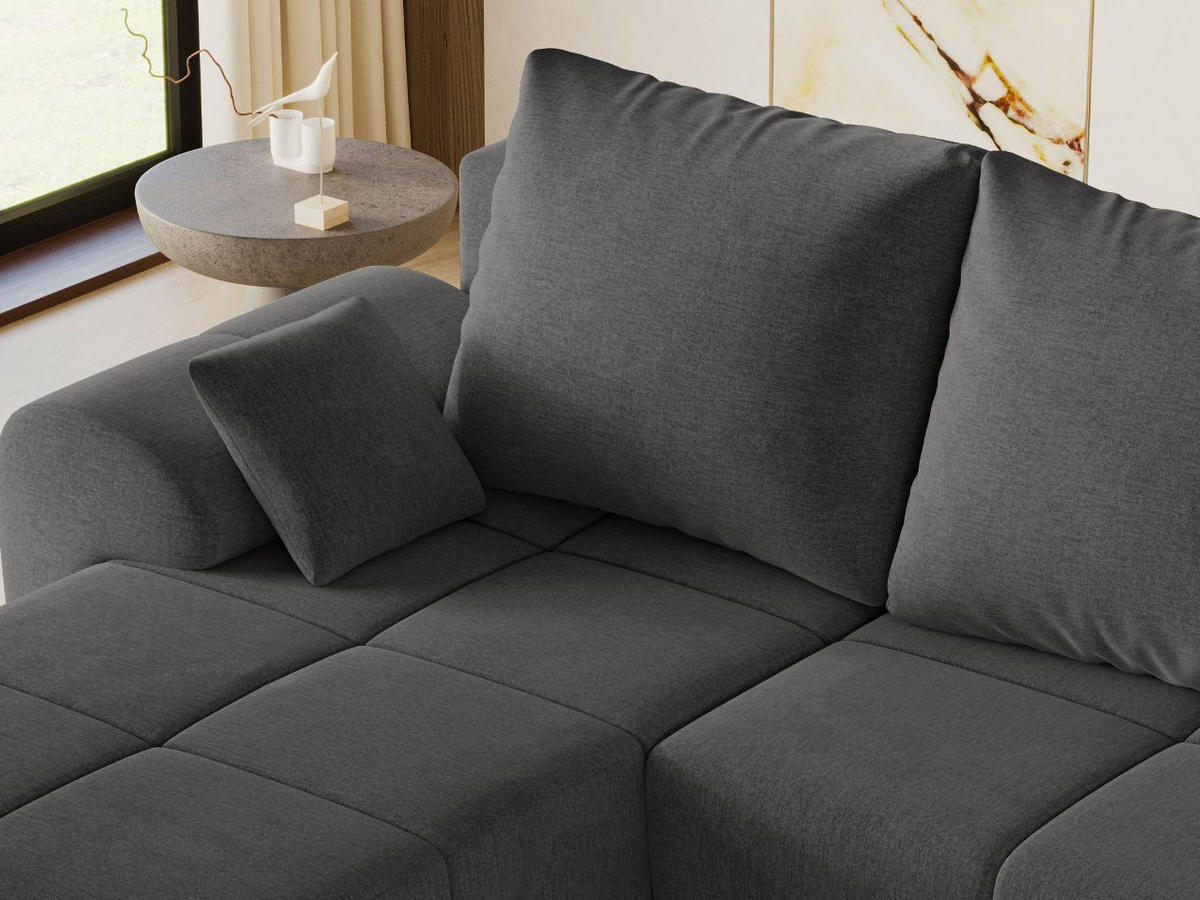 ECKSOFA Monti Anthrazit Links - Anthrazit/Silberfarben, Holz/Textil (188/290cm) - Graingold