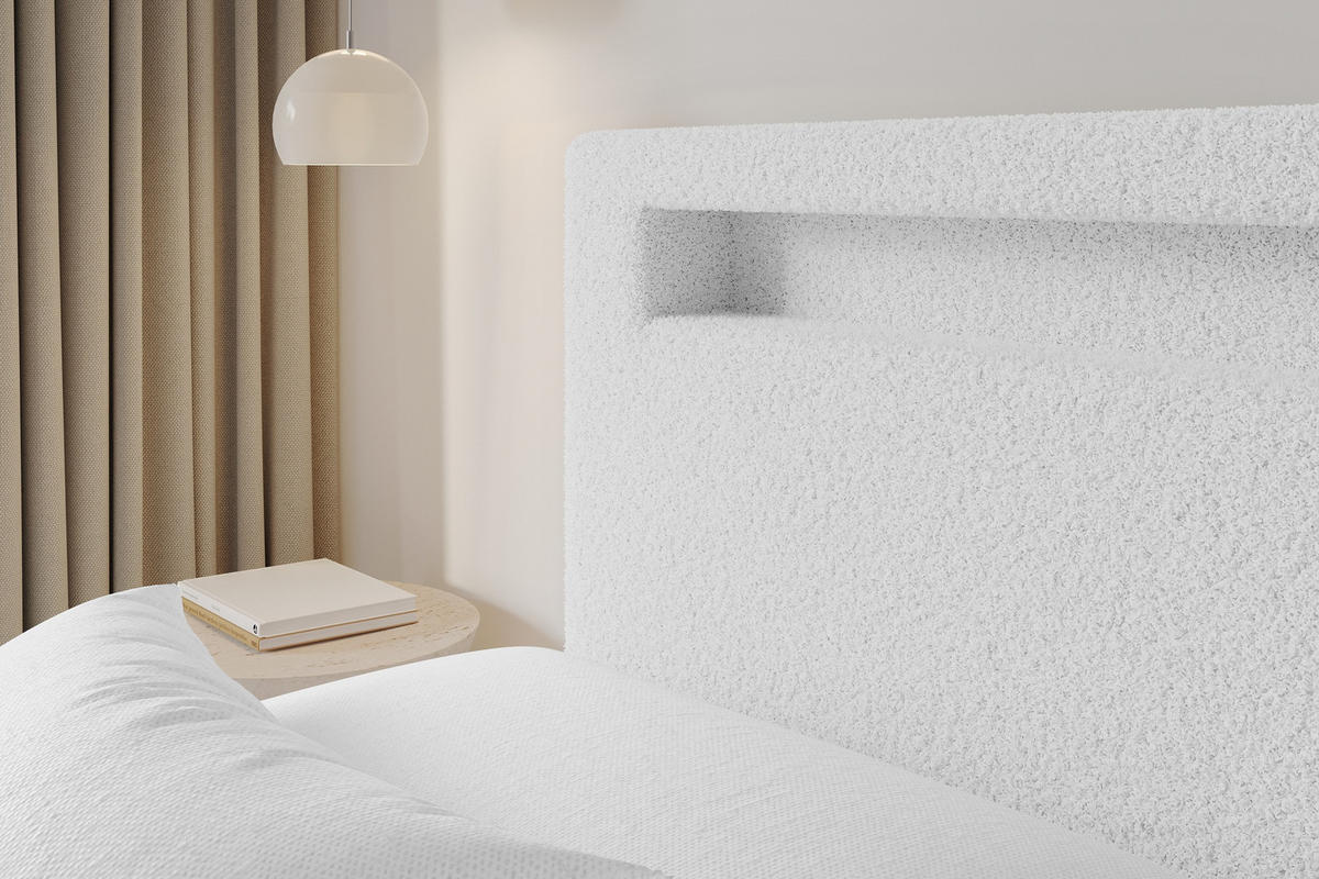 POLSTERBETT mit Bettkasten und Lattenrost, Boxbett ohne Matratze - GOLA 180x200 Weiß - Weiß, Holzwerkstoff/Textil (180/200cm) - ALTDECOR