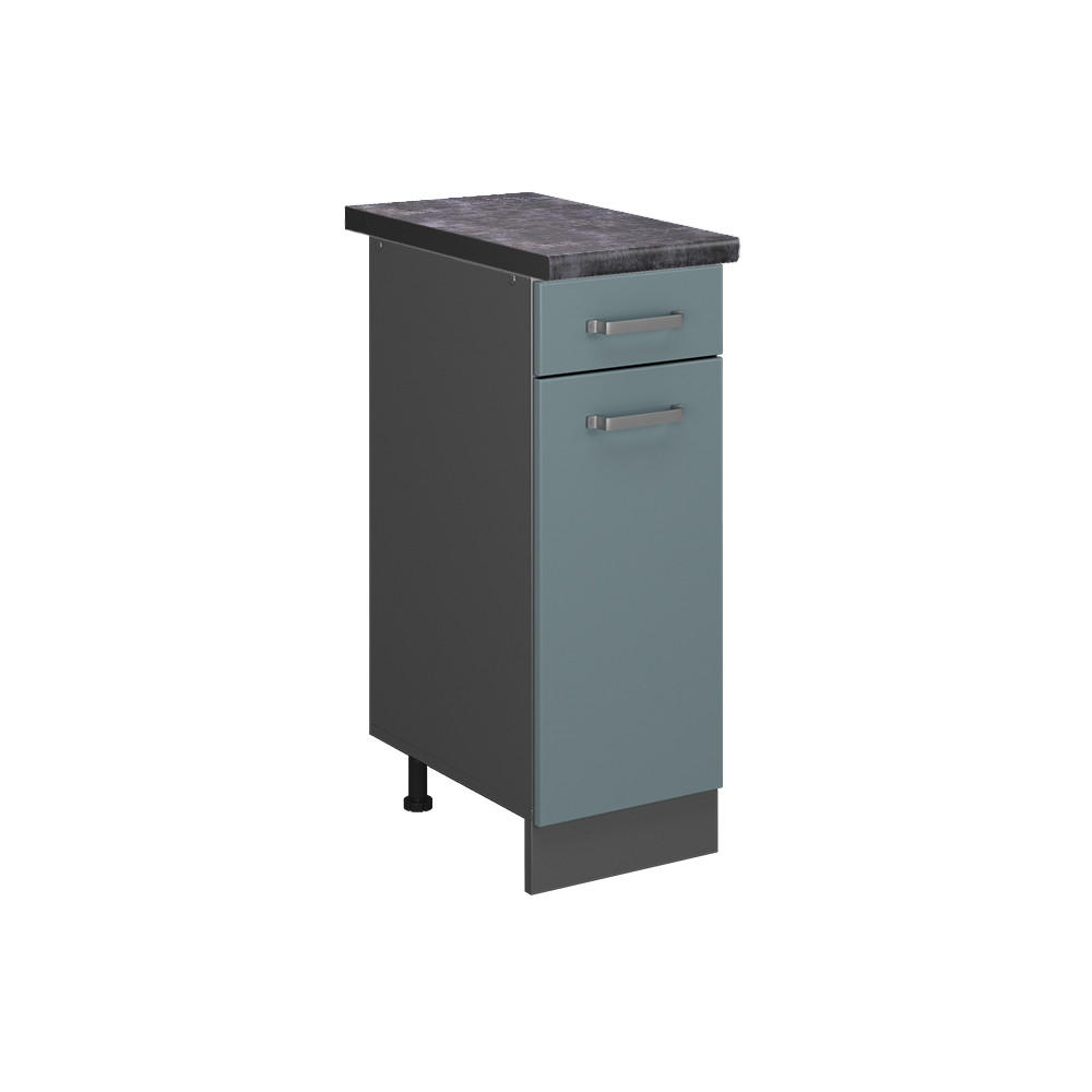 KÜCHENUNTERSCHRANK R-Line Blau-Grau 30 cm, AP Anthrazit - Anthrazit/Blaugrau, Holzwerkstoff (30/81.6/60cm) - Vicco