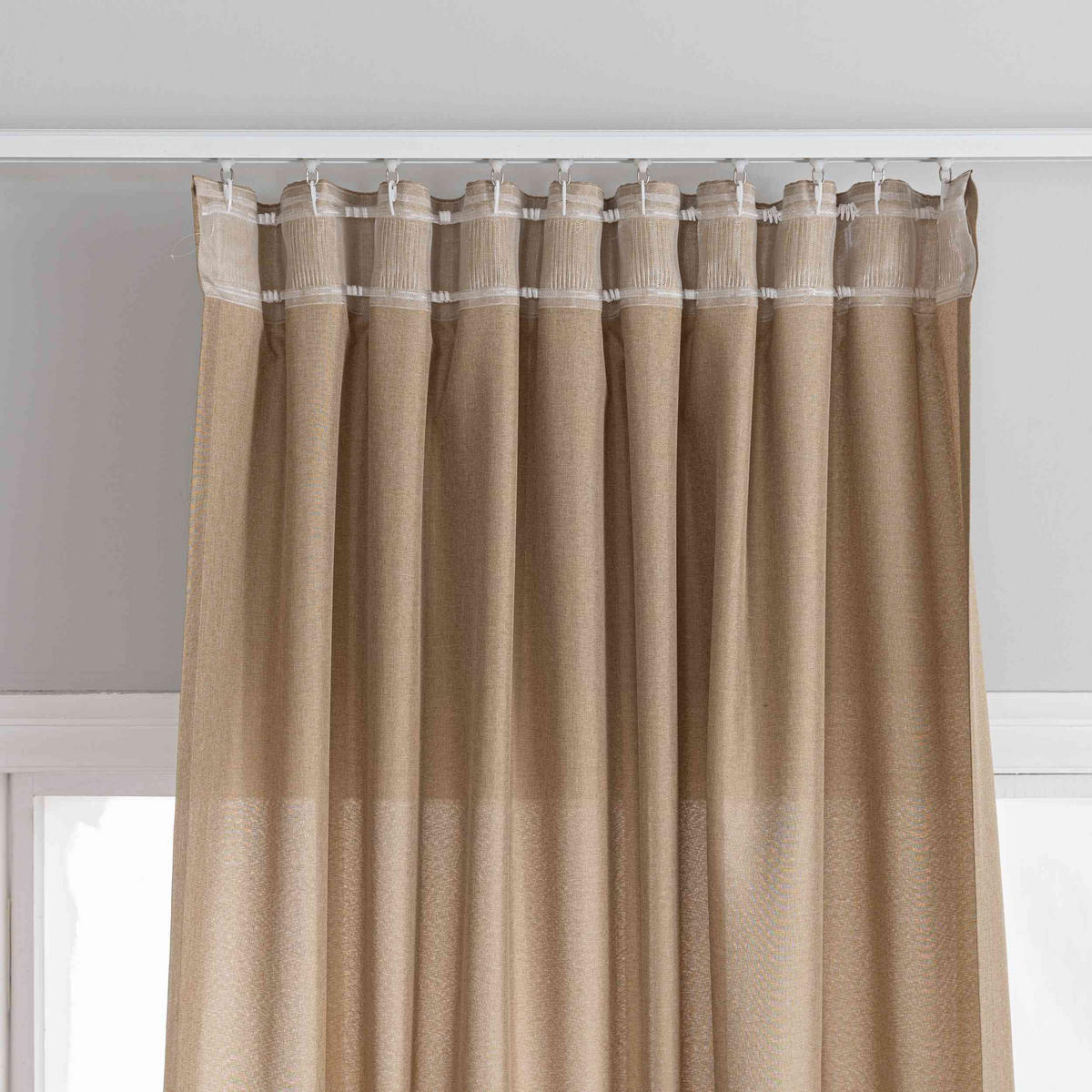 GARDINE Wellenvorhang Wien 245x145 cm Taupe - Taupe, Textil (145/245cm) - Gardinenbox