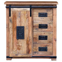 KOMMODE Florenz 90x45x100 cm massives Mangoholz - Schwarz/Braun, Holz (90/100/45cm) - Mr. Deko
