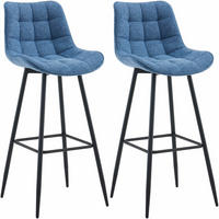 BARHOCKER 2er Set Stoff blau - Blau/Schwarz, Textil/Metall (47/106/52cm) - CLP