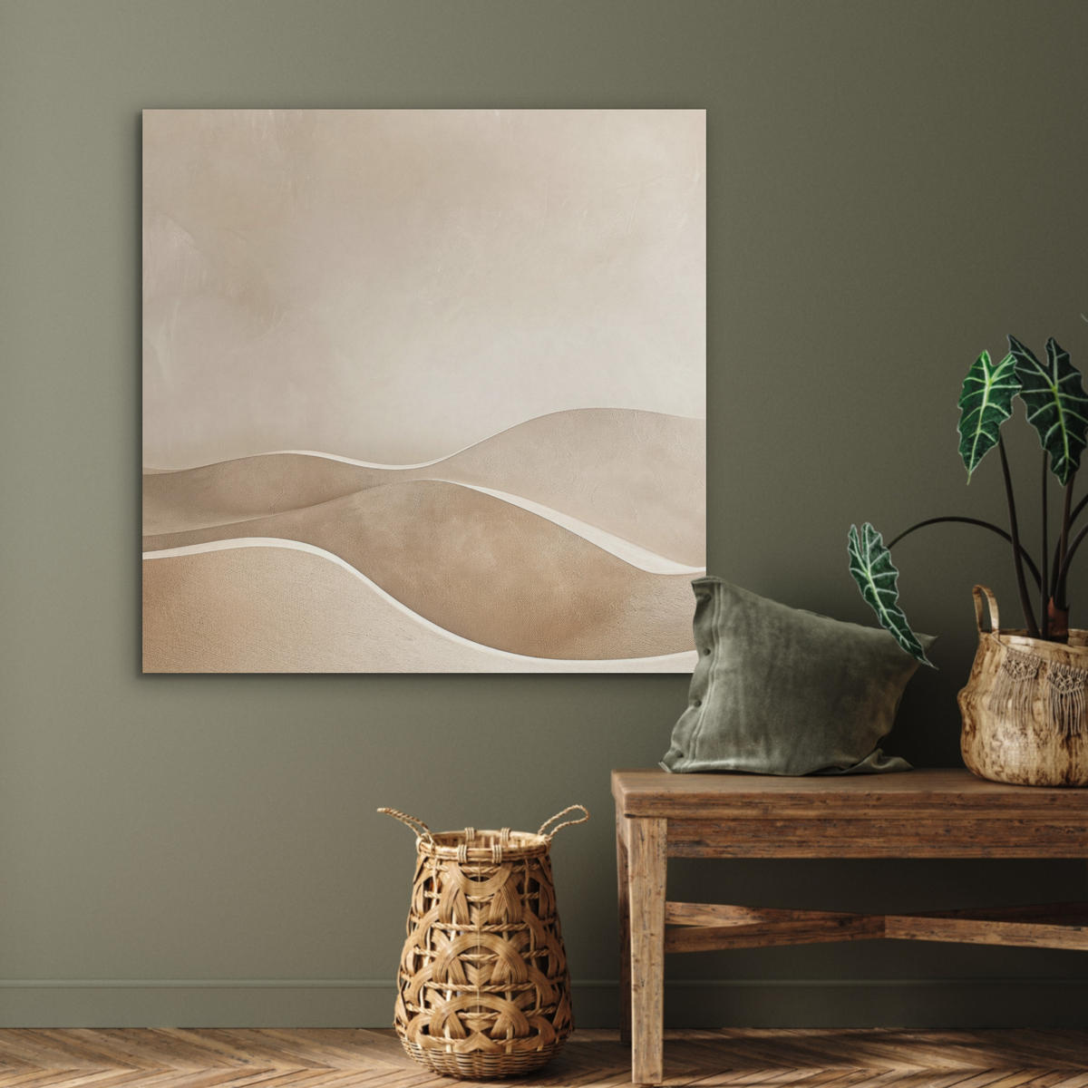 AKUSTIKPANEEL Beige - Natur - Abstrakt - Modern 90x90 cm - Beige, Textil (90/0.9/90cm) - MuchoWow