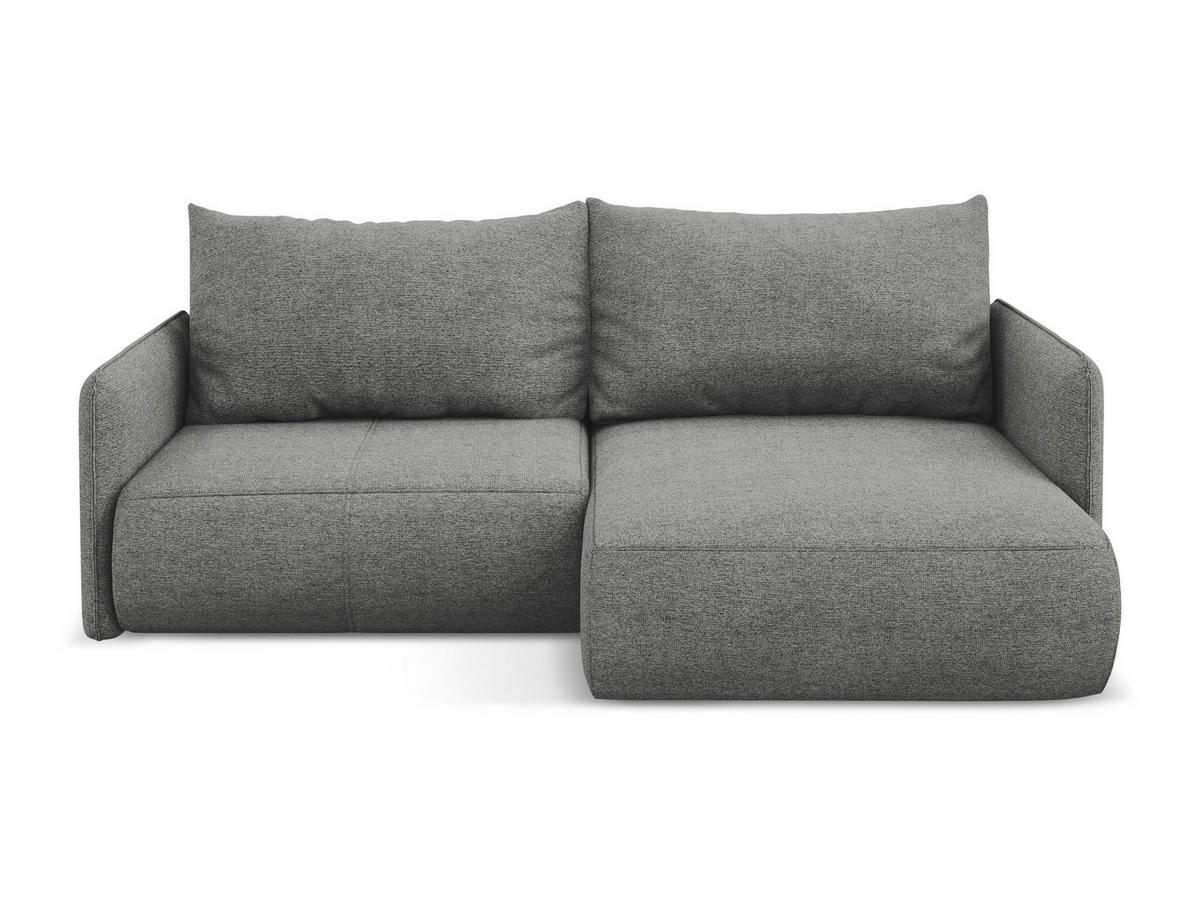 ECKSOFA mit Schlaffunktion Chenille Stoff Grau - Schieferfarben/Schwarz, Kunststoff/Textil (207/148cm) - Makamii