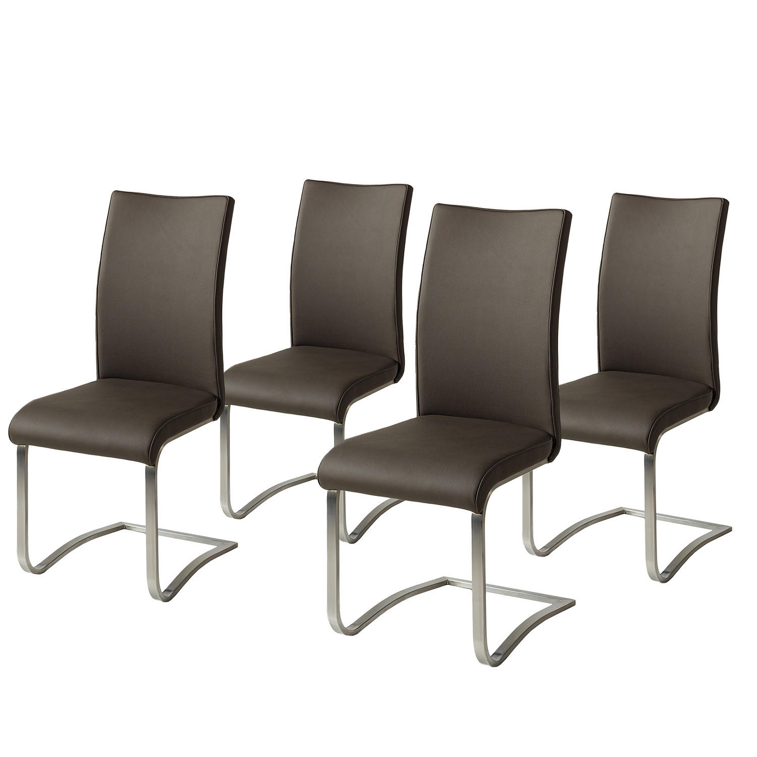 FREISCHWINGER - Edelstahlfarben/Braun, Leder/Metall (43/103/52cm) - home24