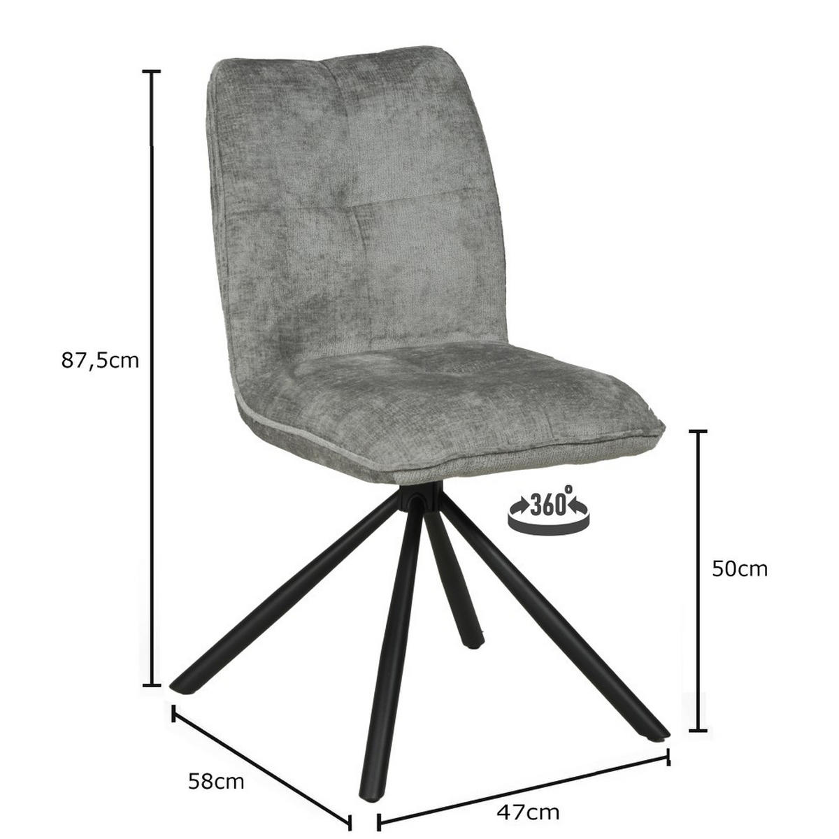 STÜHL/ CORTINA - Hellgrau - Hellgrau, Metall (47/87.5/58cm) - Weber Industries