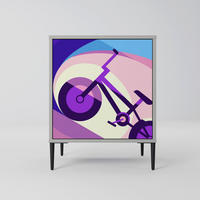 SIDEBOARD BIKE DREAMS, Grau, 57,5x42x72,5 cm, Schwarze Metallfüße - Multicolor/Schwarz, Holzwerkstoff/Metall (57.5/72.5/42cm) - SpaceRebels