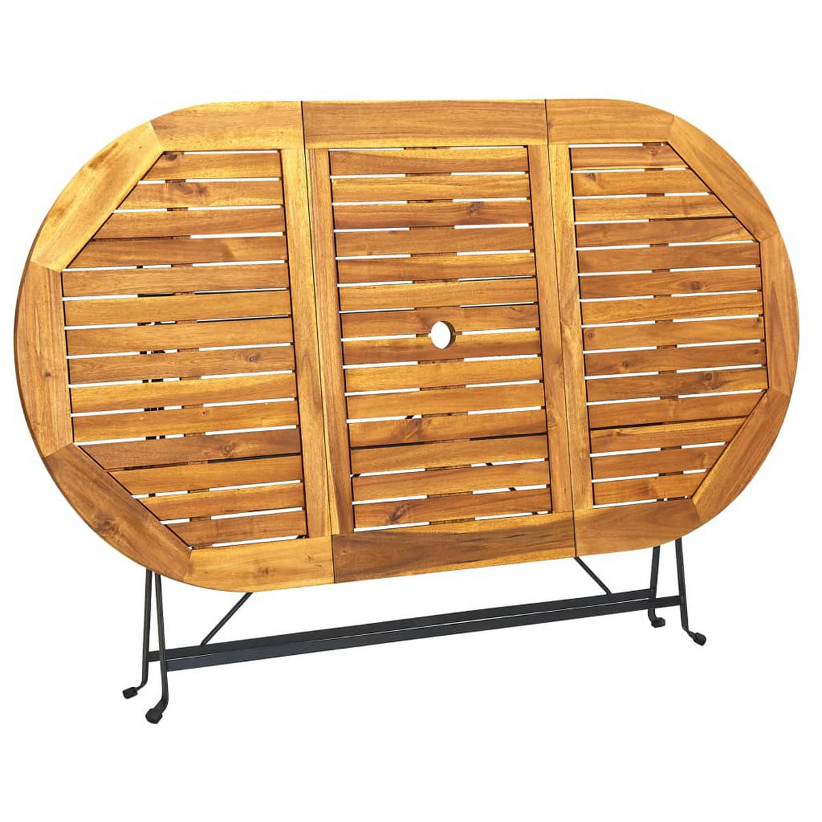GARTENTISCH mit Sonnenschirmloch, klappbar, 160/85/74 cm, aus Massivholz Akazie und Stahl - Braun, Holz (160/85/74cm) - vidaXL