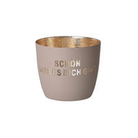 TEELICHTHALTER Madras Schön dass es Dich gibt M, Eisen, Sandstone, Gold, 8.5 cm - Beige, Metall (9cm) - Gift Company