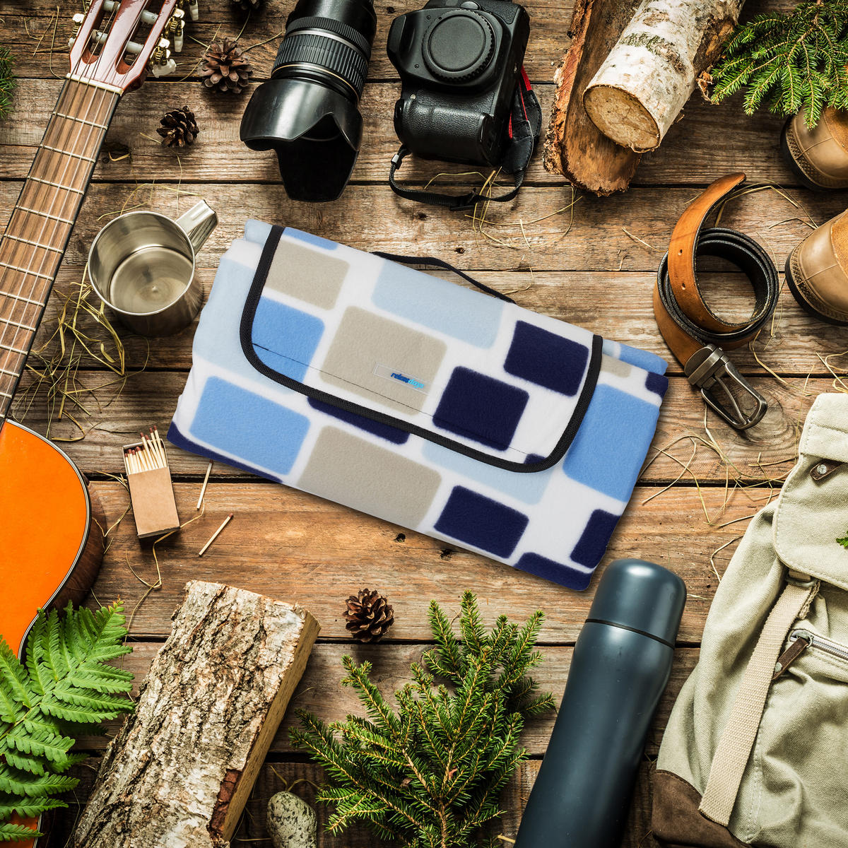 PIKNIK odeja - večbarvno, kovina/tekstil (200/200cm) - Relaxdays