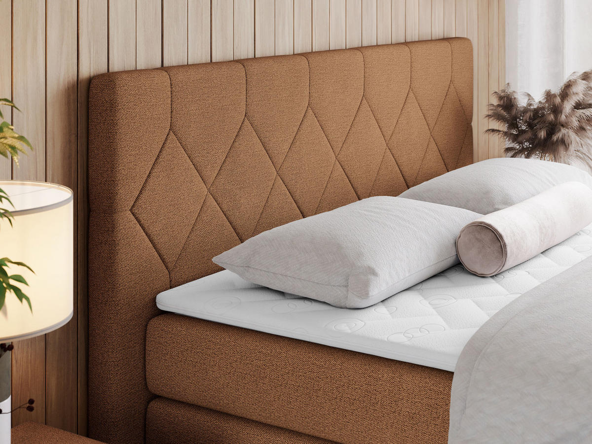 BOXSPRINGBETT KING EIGAR 140/200 Orange Struktur - H4 - Orange, Holz/Textil (140/200cm) - MKS