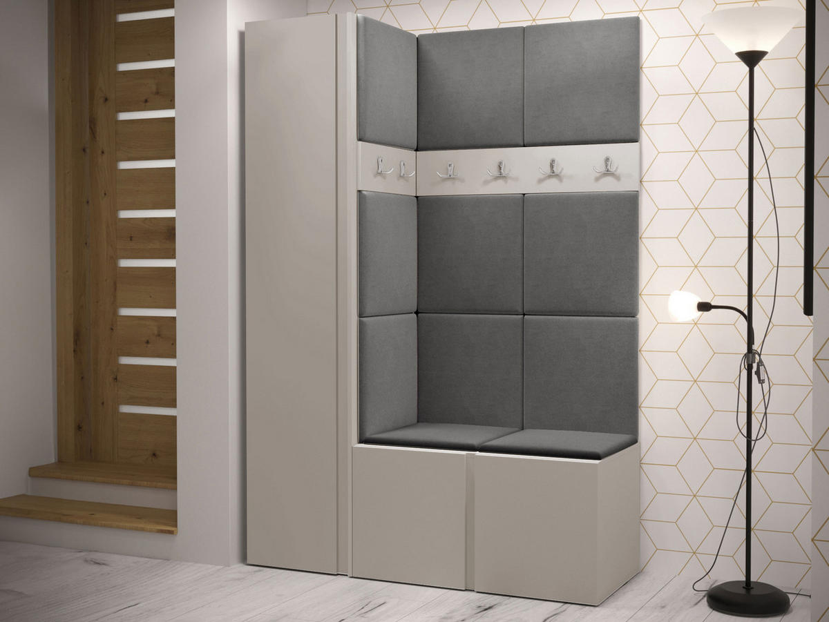 GARDEROBEN-SET Orion IX - Kaschmir/Grau, Holzwerkstoff/Kunststoff (124/186/46cm) - MIRJAN24