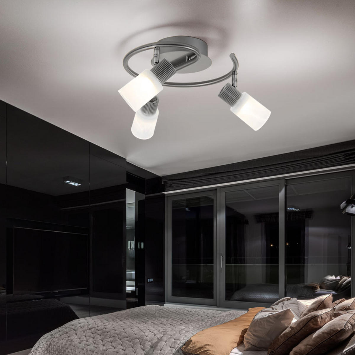 LED DECKENLEUCHTE Lister Metall Silber - Silberfarben, Glas (28/28/14.5cm) - Globo Lighting