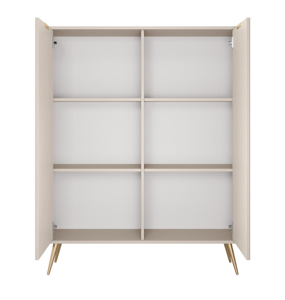 HIGHBOARD 113 Brando, 2 Türen, Beige - Beige/Goldfarben, Holz/Metall (113/134/38cm) - Emporius