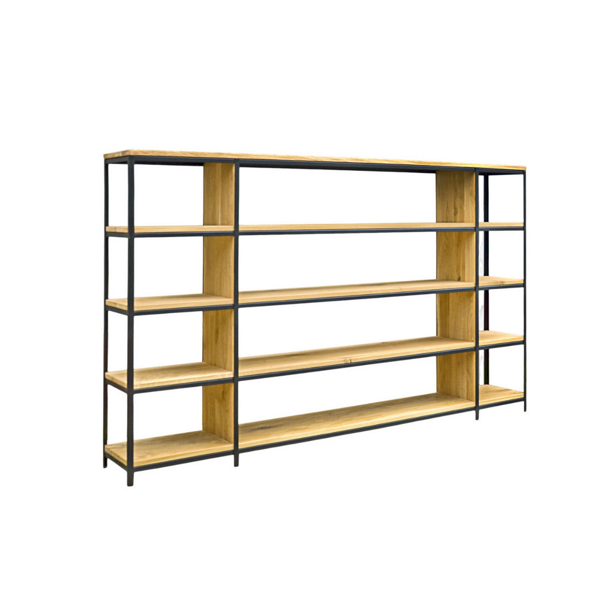 BÜCHERREGAL aus Eiche im industriellen Stil zum Wohnzimmer Büro HUGON I - Eichefarben, Holz (200/126/30cm) - Rawood Furniture