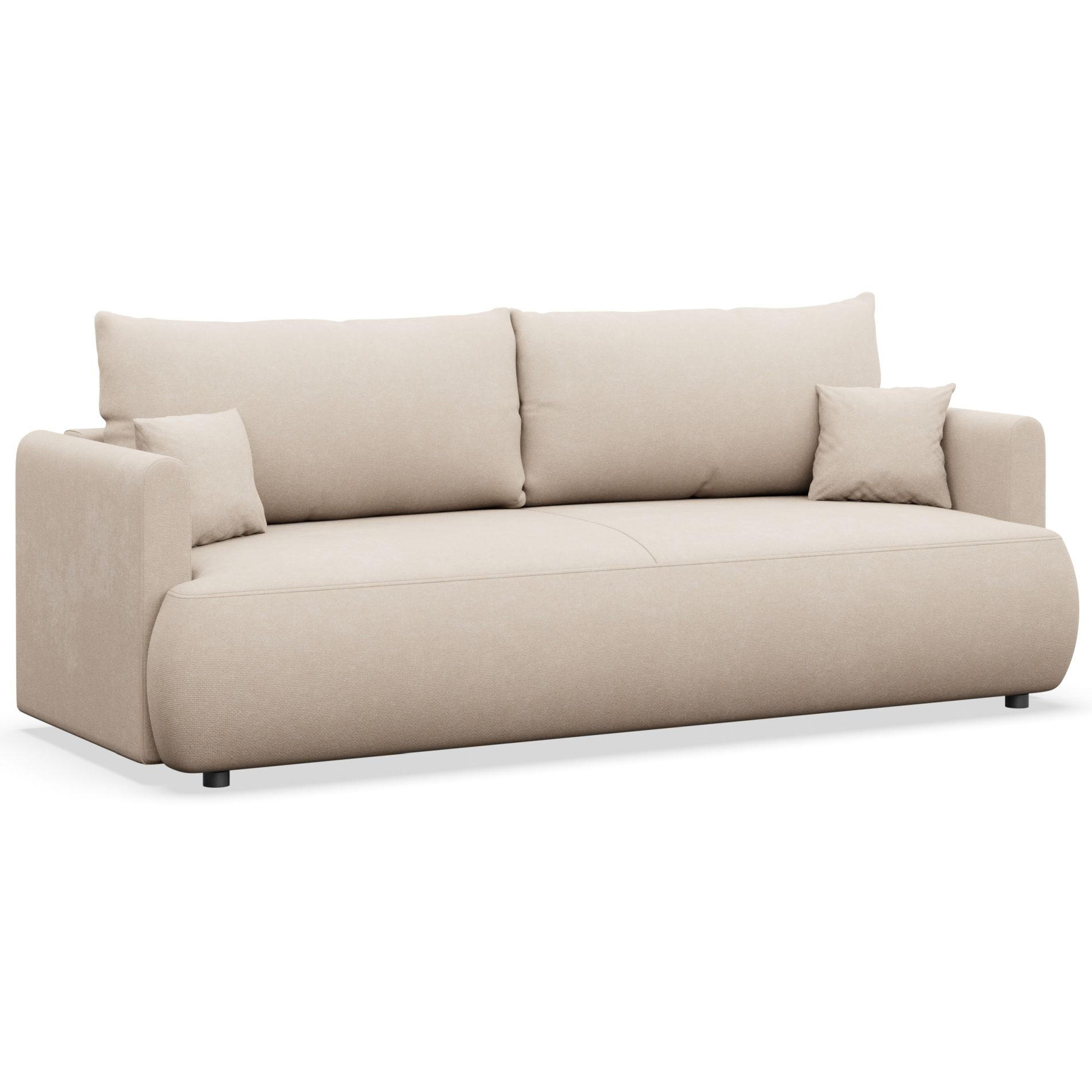 3-SITZER SOFA Ovo Mini Creme Chenille Easy-Clean, creme - Creme/Schwarz, Kunststoff/Textil (226/90/97cm) - Selsey