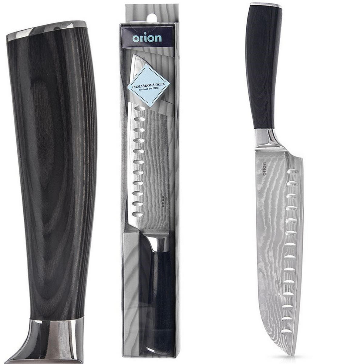 SANTOKU-MESSER DAMASKUS Schwarz Silber - Schwarz, Metall (31cm) - Orion 