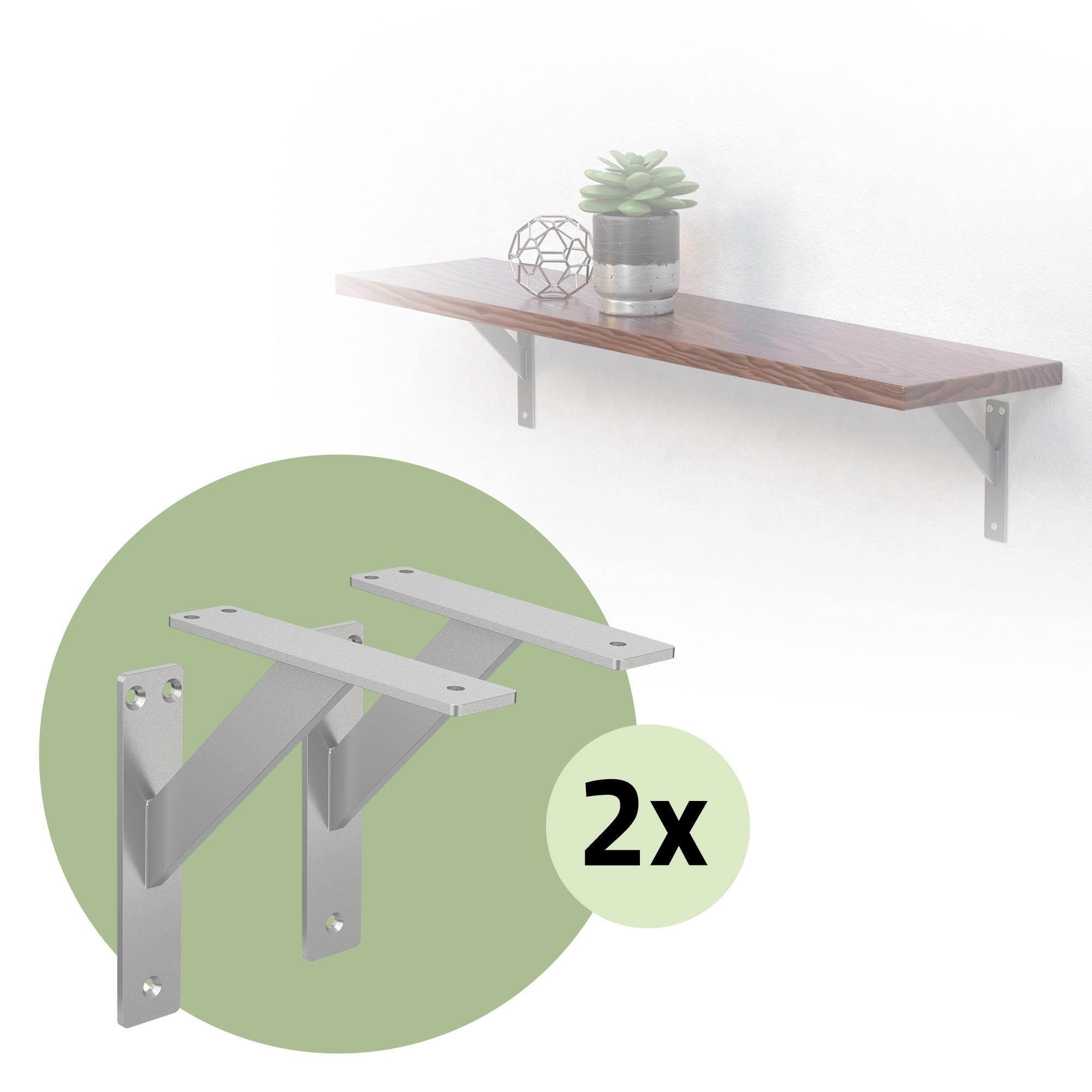 REGALTRÄGER 2er Set - Silberfarben, Metall (18/3/18cm) - ML-DESIGN