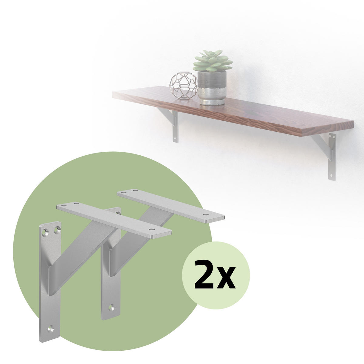 REGALTRÄGER 2er Set - Silberfarben, Metall (18/3/18cm) - ML-DESIGN