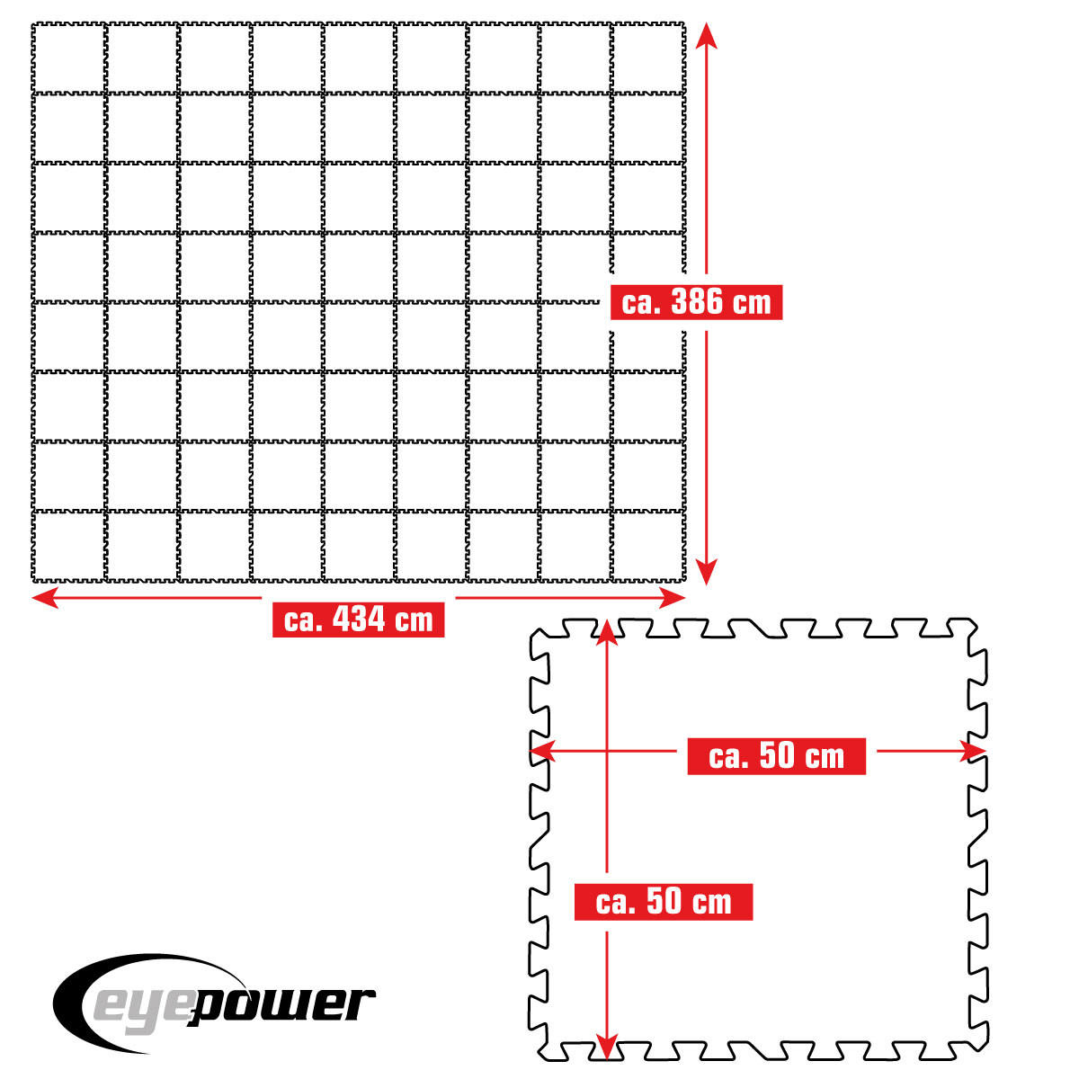 POOLMATTEN 16,8m² 72 EVA Matten 50 cm Blau - Blau, Kunststoff (50/50cm) - eyepower