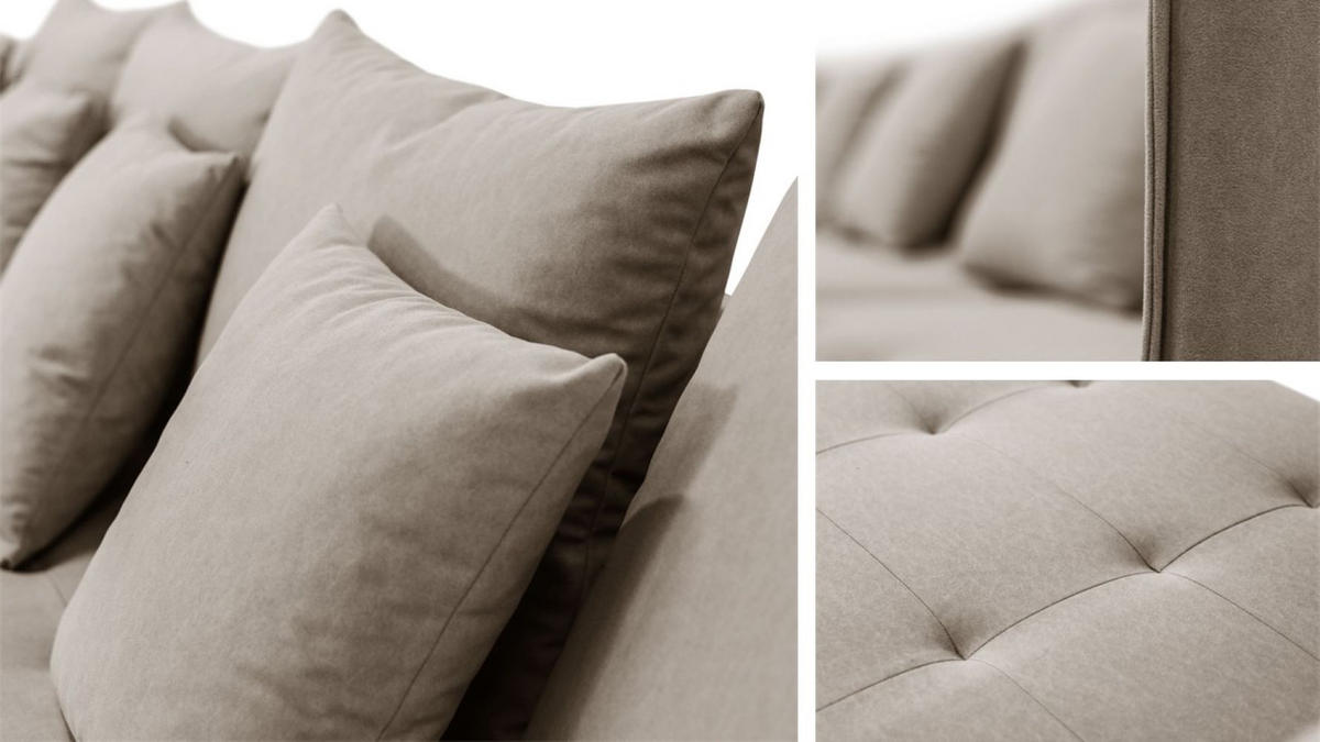 ECKSOFA Sofa U-Form Couch U form Hannover Stoff Castel Beige - Beige, Holz (348/188cm) - Kaiser Möbel