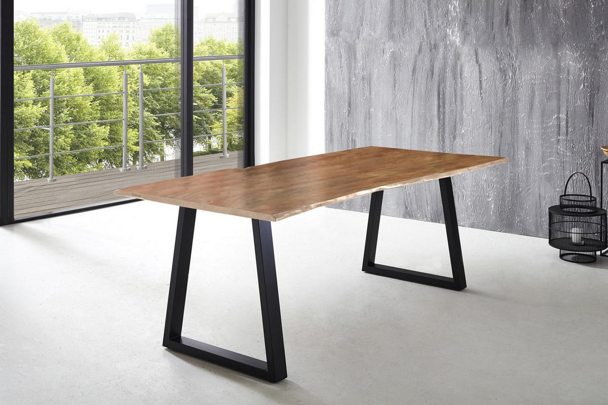 ESSTISCH LUBIN - Beige/Schwarz, Holz/Metall (100/220/77cm) - SAM