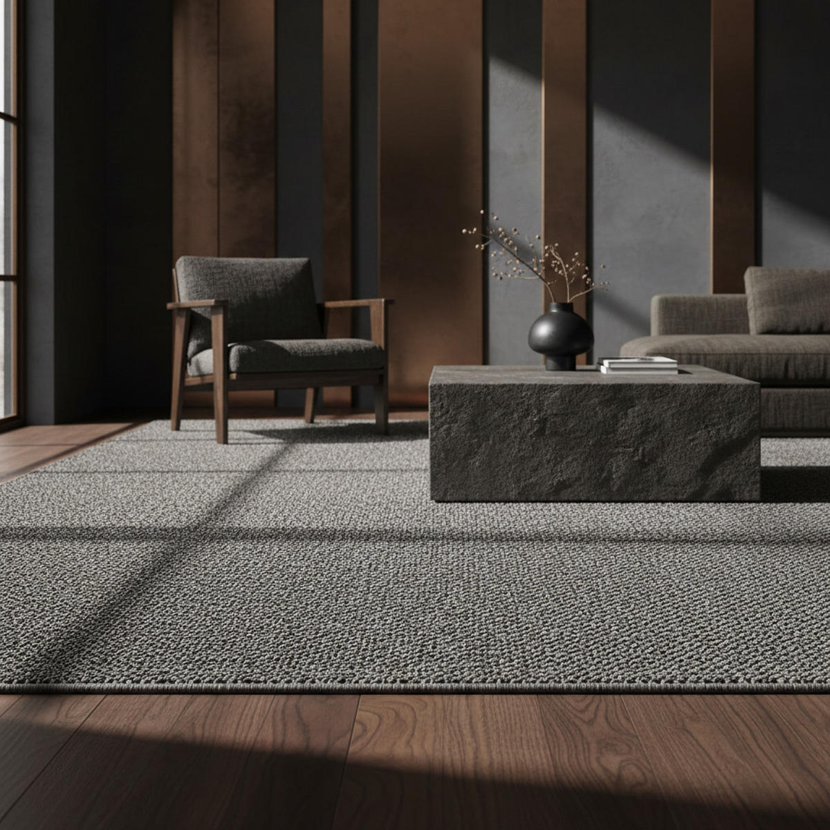 TEPPICH Kurzflor Flachgewebe Uni-Design Polypropylen Wohnzimmer Grau Rechteckig 240x340 - Grau, Textil (240/340cm) - KADIMA DESIGN