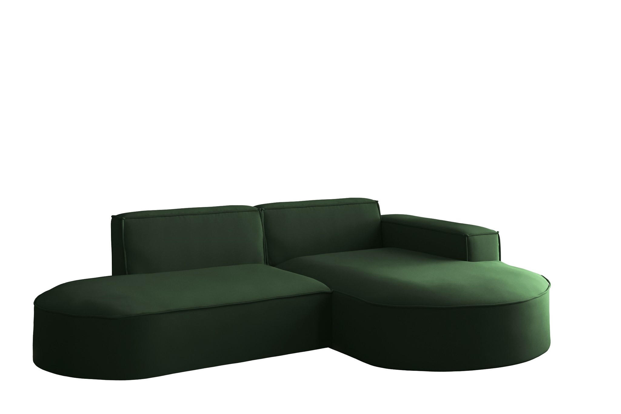 ECKSOFA Palma Xs Ottomane Opera Velvet - Grün, Holzwerkstoff/Textil (236/165cm) - Fun Möbel