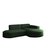 ECKSOFA Palma Xs Ottomane Opera Velvet - Grün, Holzwerkstoff/Textil (236/165cm) - Fun Möbel