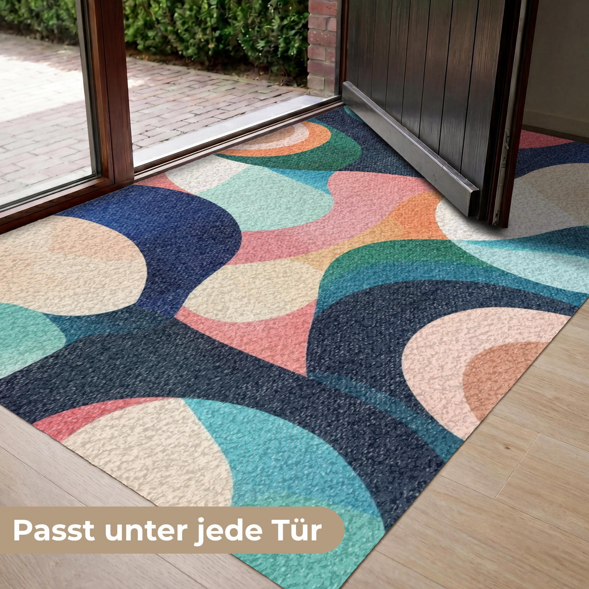 FUSSMATTE Abstrakt - Blau - Rosa Fußabtreter 150x90 cm - Multicolor, Kunststoff (150/90cm) - MuchoWow