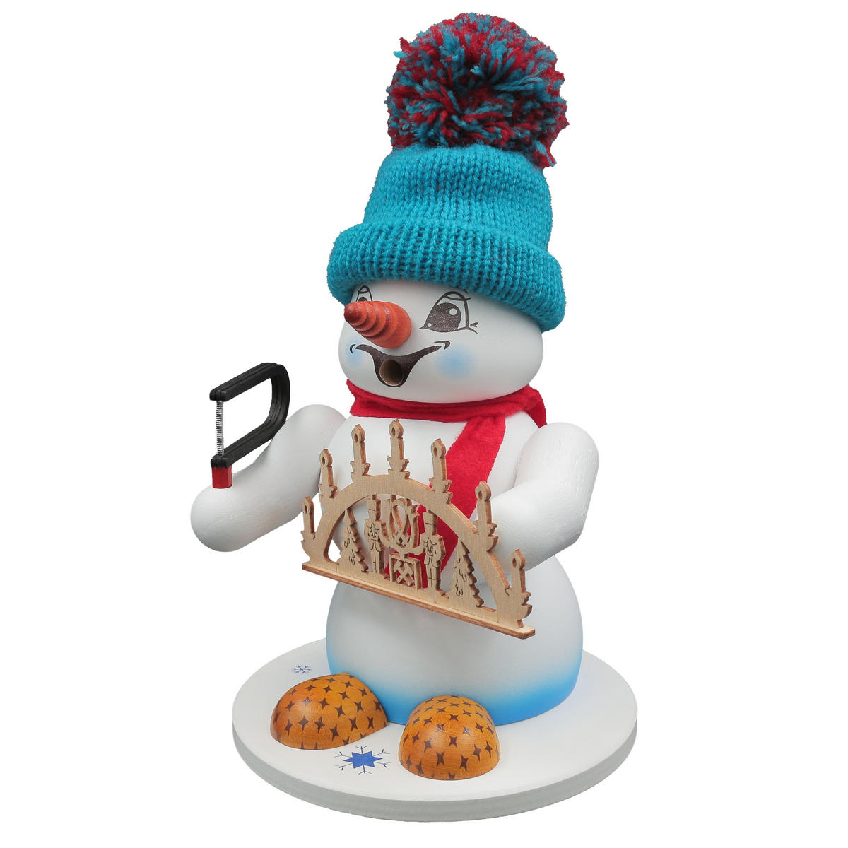 RAUCHFIGUR Schneemann Weiß Schwibbogenverkäufer 19 cm - Multicolor, Holz (15/19/0.1cm)