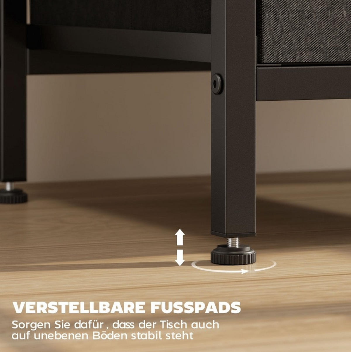 BEISTELLTISCH aus Holz und Stahl 40x30x60 cm Schwarz mit Steckdosen, USB-Anschlüssen und Schubladen - Schwarz, Holz (40/30/60cm) - IVMEU