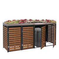 MÜLLTONNENVERKLEIDUNG 4er 124x265x84cm mit Pflanzkasten Teak-Optik - Braun, Metall (265/124/84cm) - PROREGAL