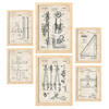 POSTER Set Mit 6 Mit Messwerkzeug Patenten Im Vintage Stil A3 & A4 Rahmen Aus Hellem Holz - Beige, Papier (29/3cm) - Nacnic