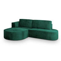 ROHOVÁ SEDAČKA CORTIO tmavě zelená - šedá/tmavě zelená, dřevo/textil (265/174cm) - MASSENO